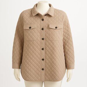 Sigred Olsen Women's Cream/Tan Colored Quilted Jacket, Size 2X